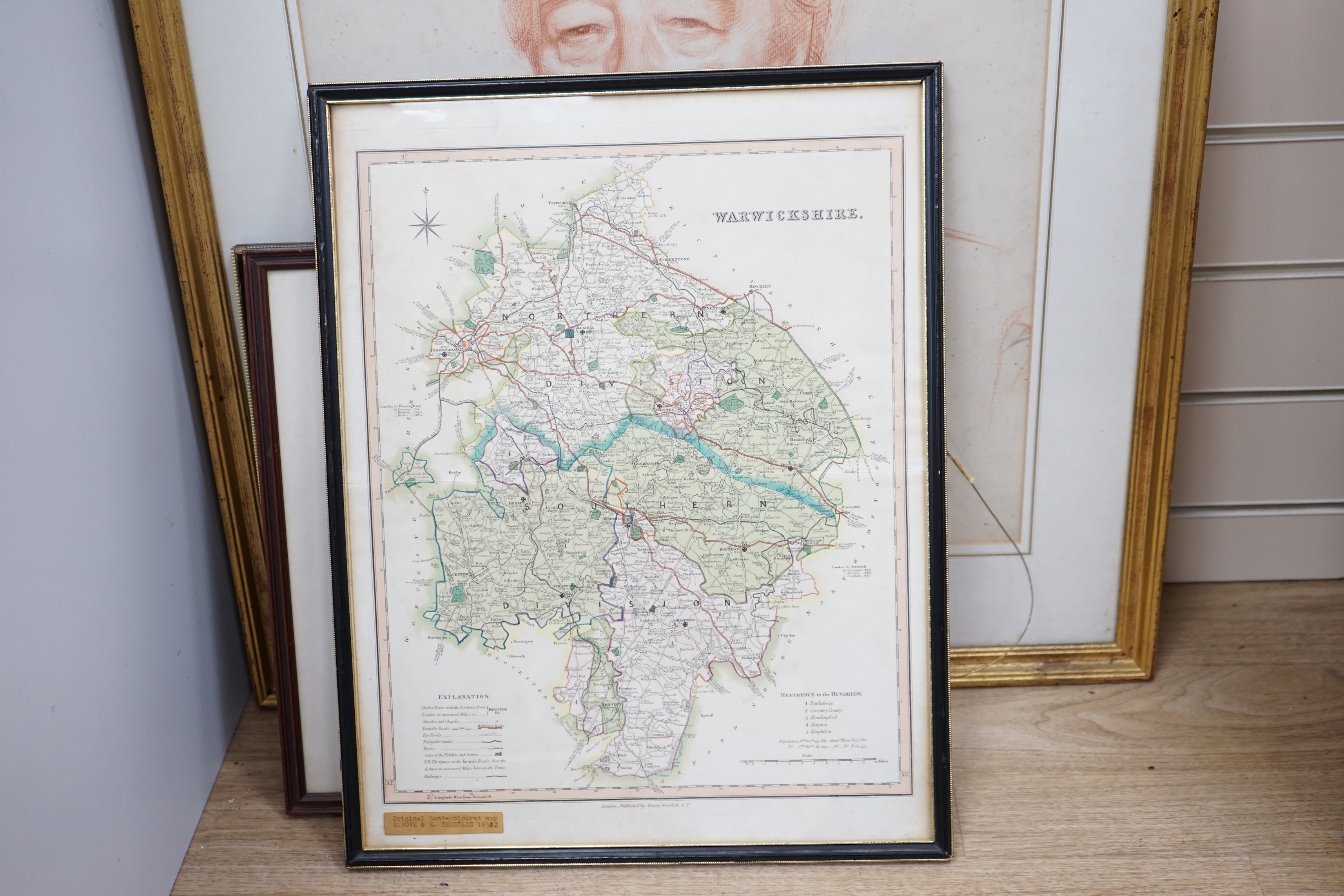 Four 17th century and later maps, comprising Surrey by Richard Blome, Kent and Warwickshire by Henry Teesdale and Norfolk, publ. J Cary, largest 47 x 37cm